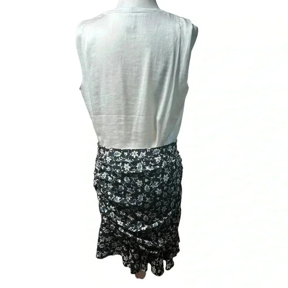 Veronica Beard Rouched Black Floral/Multi Silk Skirt Size  10 - Picture 4 of 7